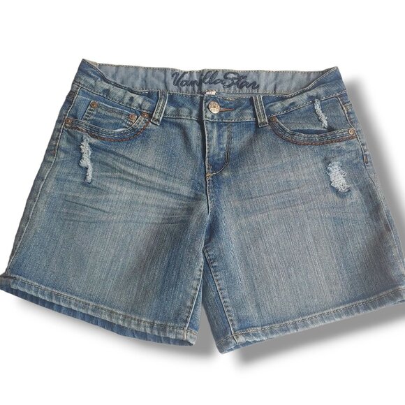Vanilla Star shorts womens 13 denim jean medium wash heavy-stitching - Picture 1 of 7